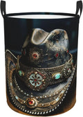 American West Rodeo Hat Large Foldable Laundry Basket Hamper,Storage Basket Bin With Handles,For Bathroom,College