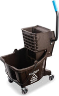 SPARTA Commercial Mop Bucket With Side Press Wringer, Floor Cleaning Essentials for Commercial and Home Use 26 Quart Capacity, 1 Count, Brown