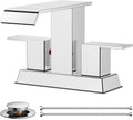 FORIOUS Waterfall Bathroom Faucets 3 or 2 Hole for 4 Inch Centerset Sink with Metal Pop Up Drain and Hose, Double Handle Operation, Suitable for Vanity RV Restroom Remodel (Chrome)