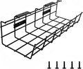 Under Desk Cable Management- 1 Pack Cord Organizer. Metal Wire Cable Management Tray for Office, Studio and Home. Super Sturdy Under Table Cable Raceways Management - Black Cable Organizer