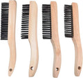 JOUNJIP 4 Multi-Purpose Shoe Handle Wire Scratch Brushes with Black Oil Tempered Steel