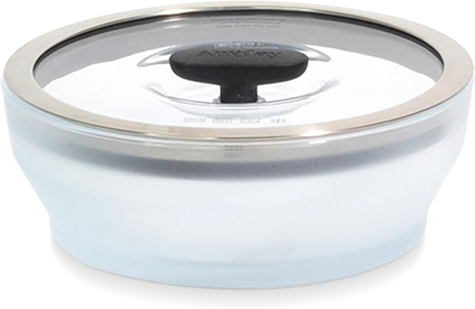Anyday 4-Pc Medium Microwave Cookware Glass Food Storage Set (Black Sesame) | Plastic-Free Containers, Stackable Steamer with Vented Lid, Microwave-Safe Reheating, Steaming Vegetables, Rice