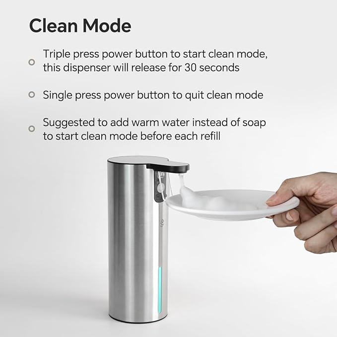 LAOPAO Electric Foaming Soap Dispenser, Rechargeable Touch Foam Hand Soap Dispenser for Bathroom, Stainless Steel Press Soap Pump for Kitchen, Water-Resistant, Xmas Gift