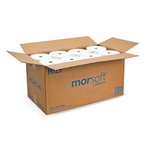 Morsoft by Morcon Small Core Bath Tissue, 1-Ply, 3.9 x 3.75in., 2,500 sheets per roll, 24 Count