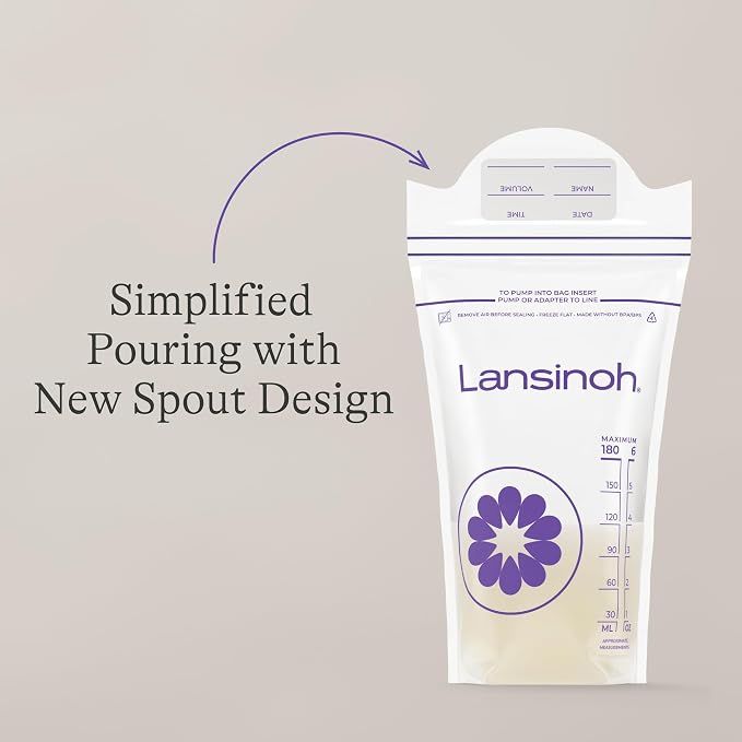 Lansinoh Breastmilk Storage Bags, 300 Count, Baby Essentials, Fast Freeze & Thaw Breast Milk Bags for Baby Bottle Feeding, Superior Strength & Stretch, 6 Ounce