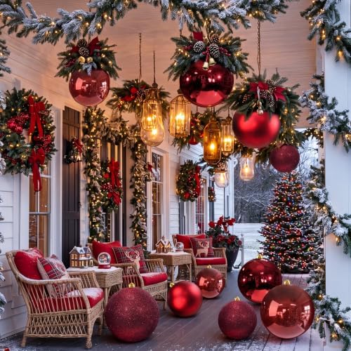 Silipull 8 Pack Extra Large Christmas Ornament Balls, 8in 6in, Burgundy
