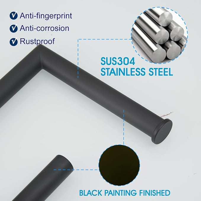 Bathroom Toilet Paper Roll Holder Stand with Reserve, Black Painting