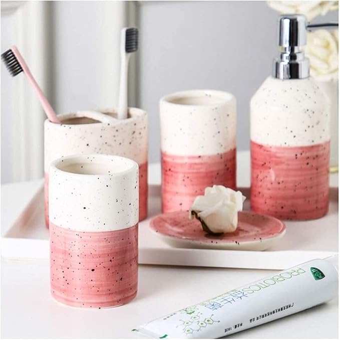 Soap Dispenser Soap Dispenser Bottles Ceramic 6-Piece Set Toilet Bathroom Supplies Toothbrush Cup Hand Sanitizer Bottle Toothbrush Cup Toothbrush Holder