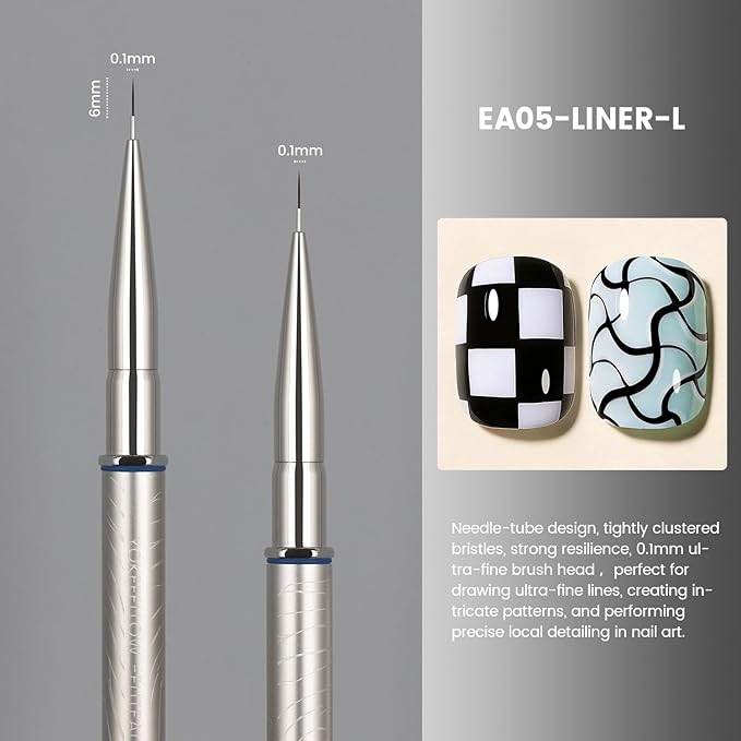 YOKEFELLOW EliteAlly Nail Art Liner Brushes,6mm Detail Liner Brush For Nail Art Painting Manicure Design Professional Nail Art Tool(EA05 LINER-S)