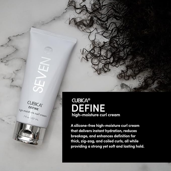 SEVEN Mezzo Define High Moisture Curl Cream, Curl Defining Cream for Curly Coily Hair, Anti Frizz Hydrating Styling Cream with Shea Butter Argan Oil, Bounce Shine Control, 7oz