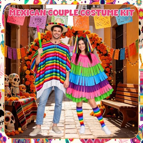 Halloween Mexican Pinata Costume Couple Costume for Adult Pinata Fiesta Dress for Couple Cosplay Cinco De Mayo
