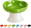 Green Mushroom Cat Bowl, Elevated Ceramic Bowl for Cats | Elevated, Ceramic, Whisker Friendly, Wide Opening, Anti Vomiting