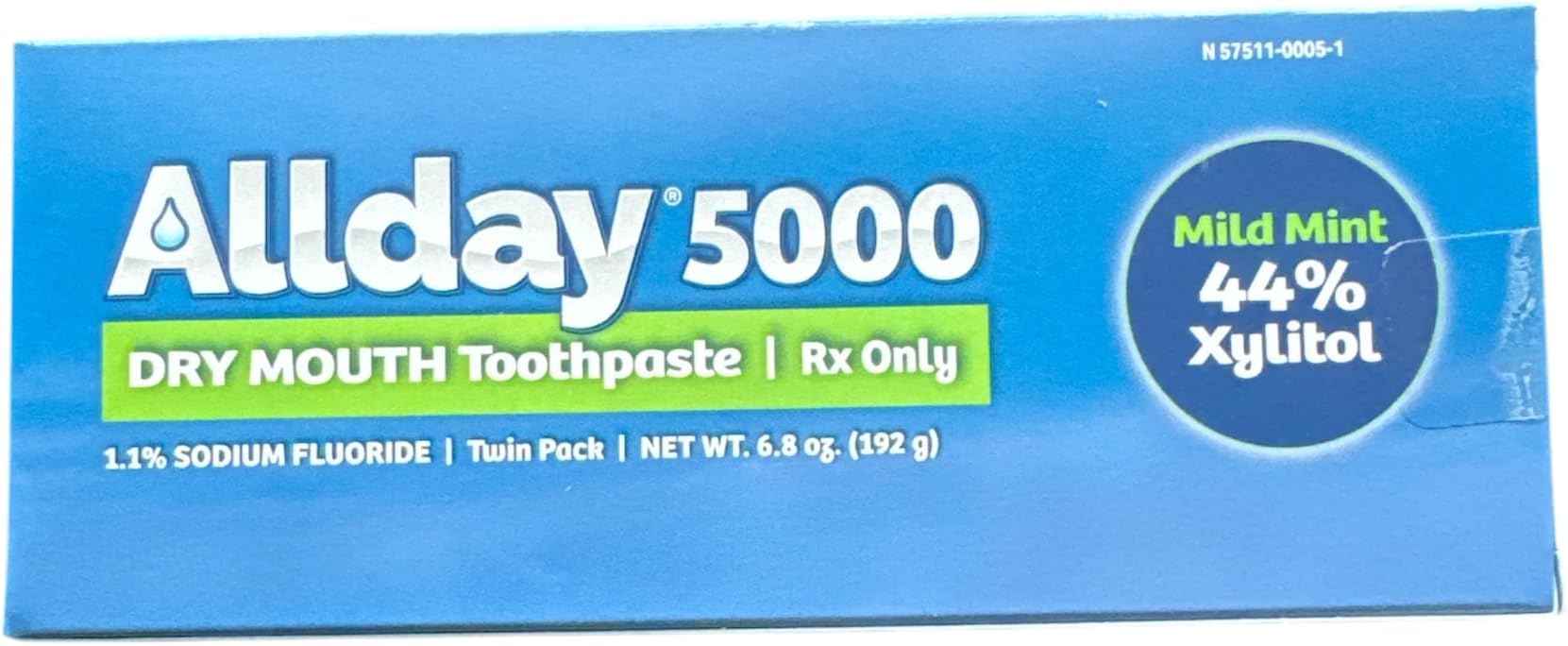 Fluorimax Allday 5000 Dry Mouth Toothpaste 1.1% (2 Tubes 3.4oz Each Total 6.8oz)