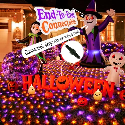 LitHome 14.8FT x 5FT Halloween Net Lights Outdoor Connectable, 300 LED