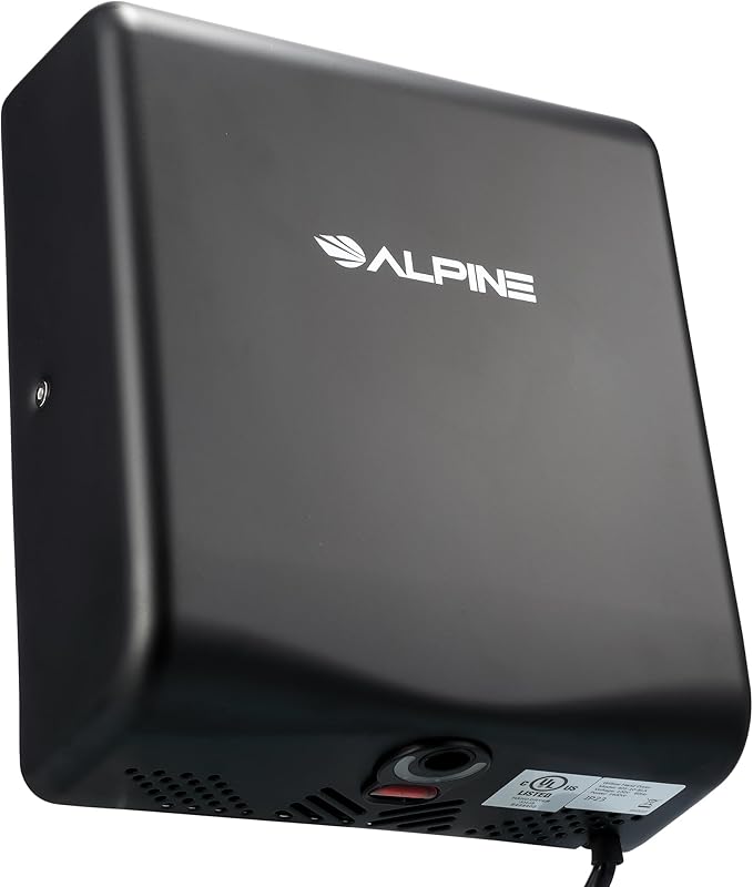 Alpine Hand Dryers for Bathrooms Commercial Extreme Speed Automatic Electric Hand Dryer for Home Bathroom/Restaurant with HEPA Filter, Heat & Speed Control - ADA Compliant (120v Matt Black)