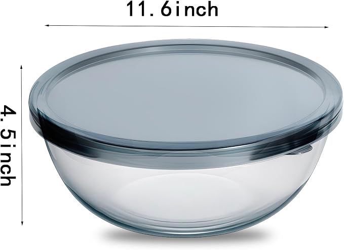 OZY 6.3 Quart Large Glass Mixing Bowl with Lid,Large Glass Bowl for Sourdough Bread Making,Kitchen Salad Bread Storage