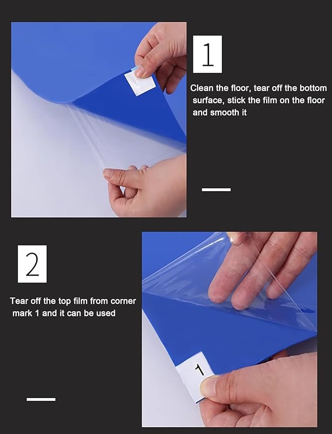 30-Sheet Sticky Floor Mat for Clean Room Entrance Disposable Shoe Dust Remover with Non-Slip Backing Multi-Layer Peel-Off Design(Clear,45cmx60cm/18inx24in)