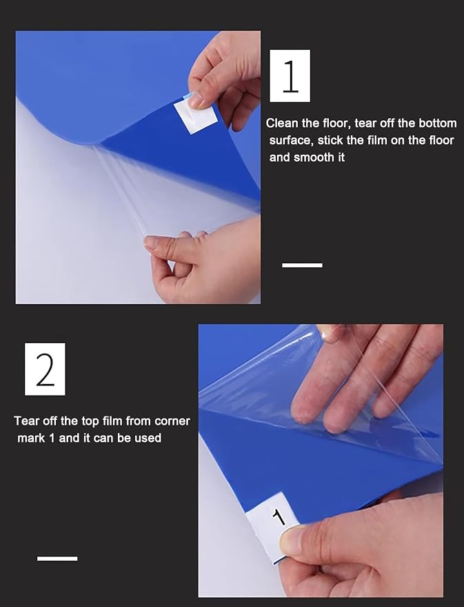 30-Sheet Sticky Floor Mat for Clean Room Entrance Disposable Shoe Dust Remover with Non-Slip Backing Multi-Layer Peel-Off Design(Clear,60cmx90cm/24inx36in)