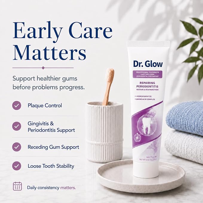 Dr. Glow Toothpaste Gum Repair for Receding Gums, Periodontal Disease, Bad Breath, Gum Regrowth, Loose Tooth Repair - 2 Tubes
