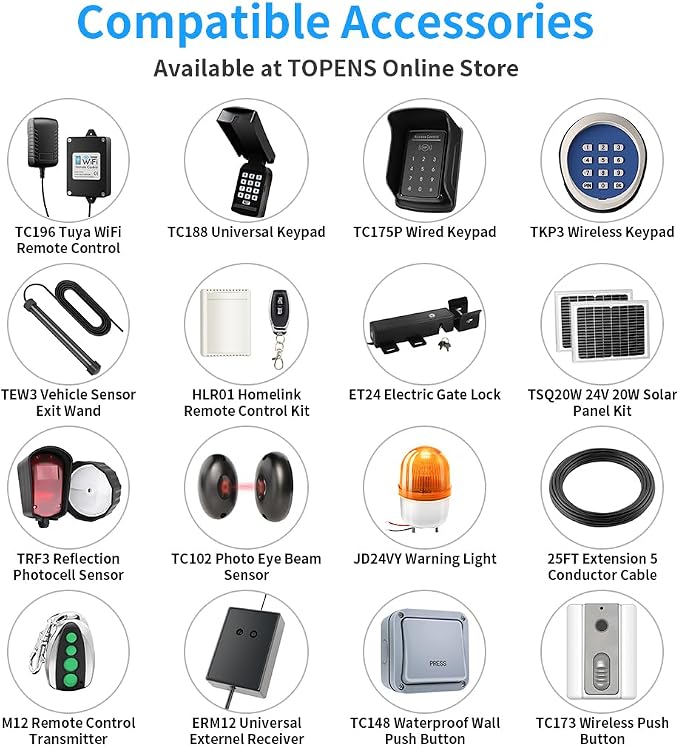TOPENS JY9132 Automatic Gate Opener for Super Heavy Duty Dual Swing Gates Up to 20ft per Arm, Commercial Double Swing Gate Operator AC Powered with Remote Control Kit Solar Compatible
