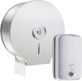 2 Pcs Commercial Soap Dispenser and Paper Towel Dispenser Set with Lock-Stainless Steel,Wall Mount,Large Capacity Manual Liquid Pump Rust Proof Leak Free for Home Bathroom (500 ml,Style 3)
