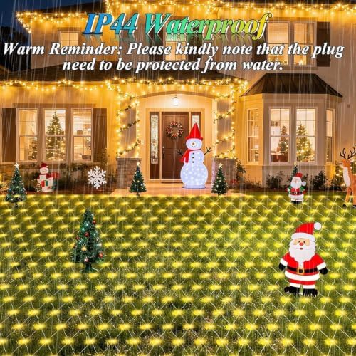 120LED Net Lights, 5ft x 5ft Christmas Net Lights Outdoor 8 Modes Timer