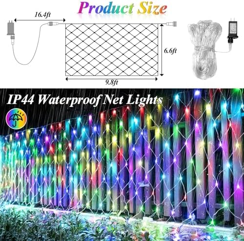 LitHome 204 LED Christmas Net Lights Outdoor Connectable, 9.8FT x 6.6FT