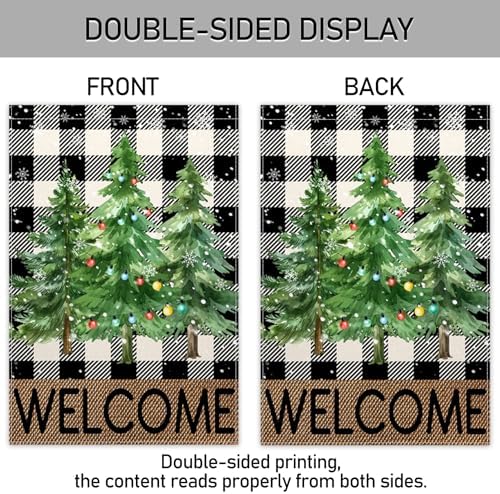 Christmas Trees Garden Flag 12x18 Inch Vertical Double Sided Welcome Christmas Winter Holiday Outside Decorations Burlap Yard Flag
