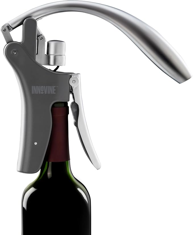 Innovine Vertical Corkscrew Wine Opener with Easy Motion Lever Handle, Heavyweight and Durable Construction for Home Bar, Kitchen, Outdoor Party, Housewarming Gifts, Travel, Set of 1, Black