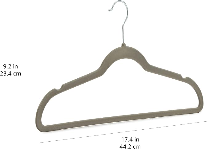 Amazon Basics Slim Velvet Non-Slip Space Saving Suit Clothes Hangers, Sturdy Metal, Gray/Silver, 30-Pack
