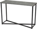 Household Essentials Slate Concrete Top Console Table with Black Iron Base