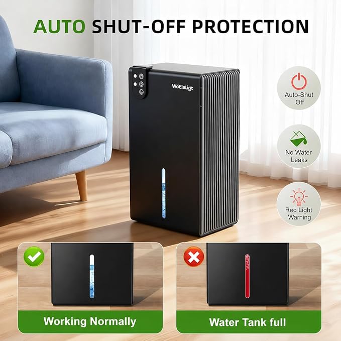 98 OZ Small Dehumidifier for Home 1000 Sq Ft, Quiet Dehumidifier with Drain Hose, Auto Shut-Off, Sleep Mode, 7-Color Light for Basement, Bedroom, Bathroom, Closet, RV (Black)