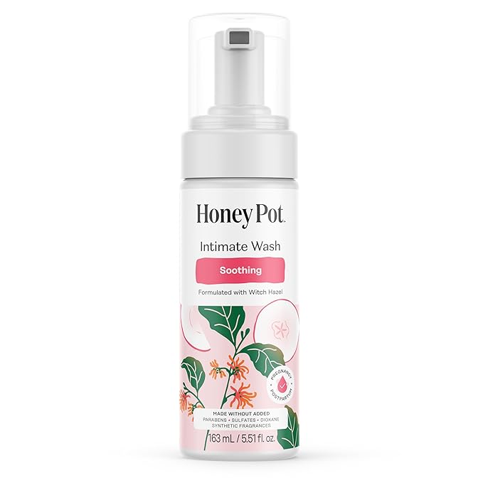 The Honey Pot Company - Feminine Wash - Soothing Witch Hazel - Postpartum Essentials - Herbal Infused w/Witch Hazel, Ginger, and Rose - Pregnancy Safe - pH Balanced Feminine Care - 5.51 Fl Oz