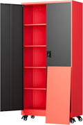 Metal Garage Storage Cabinet with Locking Doors and Adjustable Shelves,- 75" Rolling Steel Tool Cabinet for Home Office,Garage,Warehouse