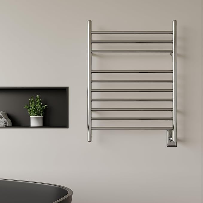 HEATGENE Towel Warmer Wall-Mounted Hardwired Heated Towel Rack Hot Towel Bar Mirror Polish