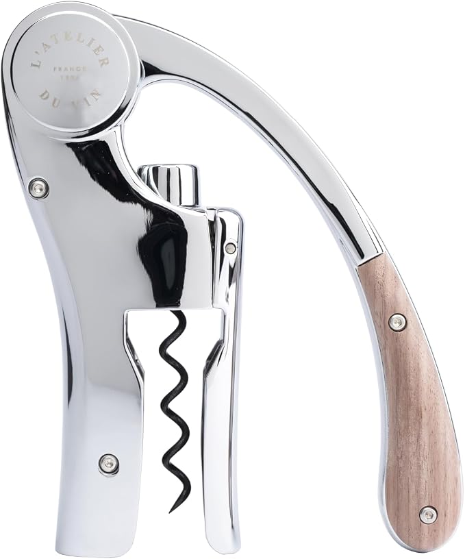 L'Atelier du Vin Oeno Motion Silver & Wood Lever Corkscrew | Luxury Wine Bottle Opener Premium Gift Box Hand Made Wine Tasting Accessories, Sommelier, Bartenders, Table Centerpiece Designed In France