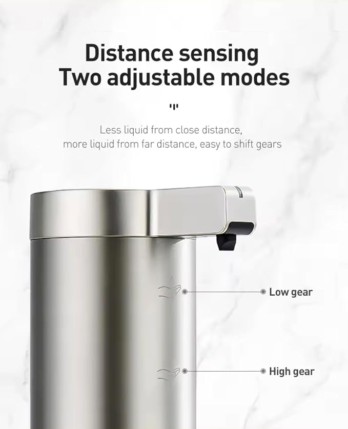 9 oz. Automatic Soap Dispenser – Touchless Infrared Sensor, Stainless Steel, IPX5 Waterproof, USB-C Rechargeable, for Bathroom & Kitchen, Hands-Free Soap Dispenser (Brushed Silver)