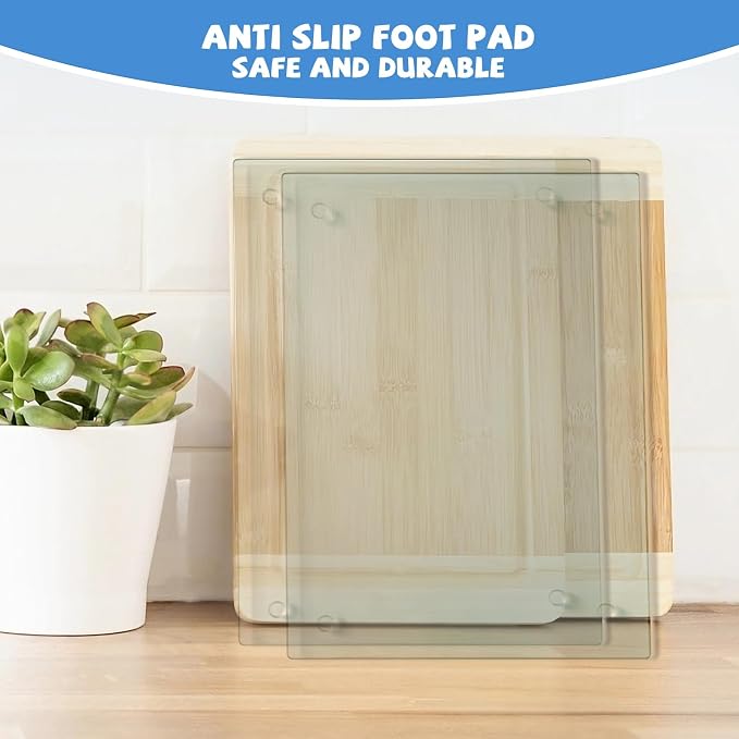 Mymonfif Tempered Glass Cutting Board for Kitchen, Clear Glass Board for Countertop, Heat Resistant, with Non-Slip Feet, 12x16" 2 Pcs Clear