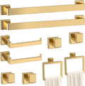 Bathroom Accessory Towel Bar Set: 10 Pieces Gold Square Bathroom Hardware SUS304 Stainless Steel - 24 Inch Wall Mounted Towel Rack&Toilet Paper Holder&Towel Ring and Towel Hook