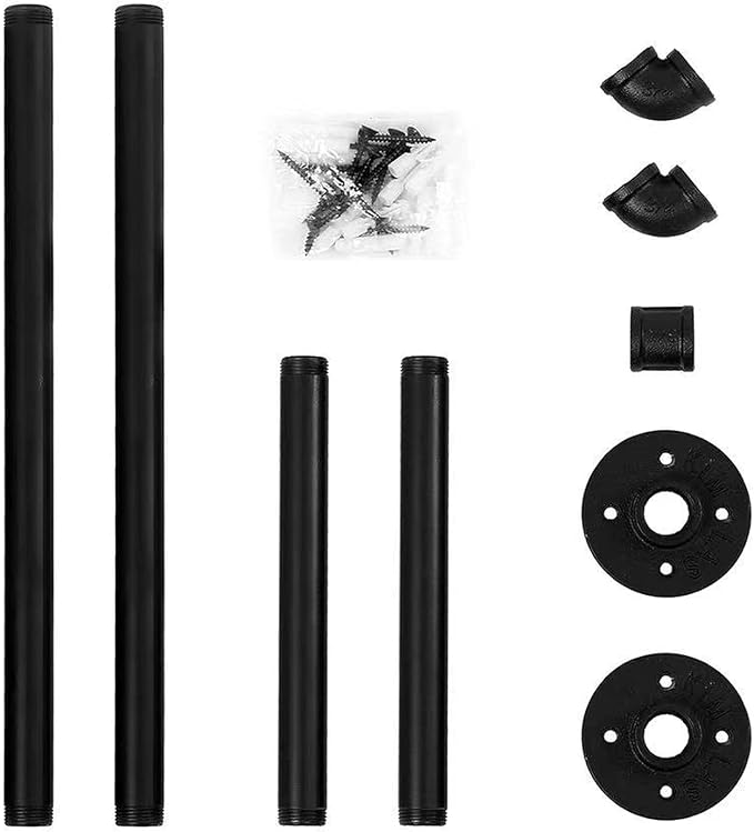 Oroonoko 2PCS 36inch Industrial Pipe Clothes Rack Wall Mount For Hanging Rod Bar for Laundry Room Plant Hanger Indoor Up to Max Load 132lbs Black (36 inch(2 Packs))