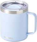 SUNWILL Insulated Coffee Mug, Stainless Steel 14 oz, Splash-Proof Lid | Keeps Drinks Hot & Cold, Powder-Coated Iceberg Finish, Dishwasher Safe, Ideal for Home & Office