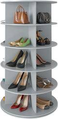 SpaceAid 5 Tier Rotating Shoe Rack Tower, Spinning Shoe Display Lazy Susan, Revolving 360 Shoe Rack Storage Round Carousel, Vertical Handbag Rotate Shoes Closet Organization (5-Tier Gray)