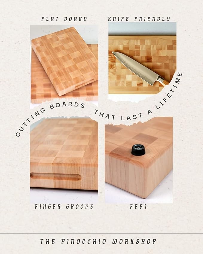 Maple End Grain Cutting Board, Handmade in USA, Premium Butcher Block, Medium 10x15” (Gift-Ready, Sustainable)