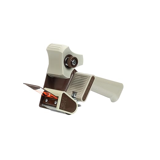 3M Scotch - 21200190087 H180 Industrial Packing Tape Dispenser for 2" Tape – Lightweight and Portable for Commercial Packaging, Shipping, Moving, Carton and Box Sealing, Gray (19008), Metal, Plastic