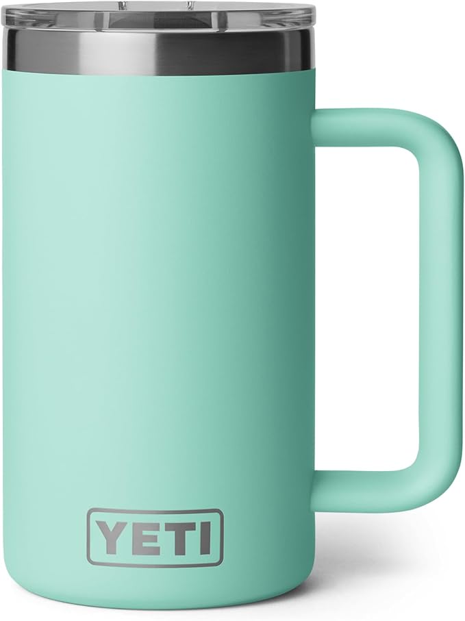 YETI Rambler 24 oz Ceramic Lined Stackable Mug 2.0, Vacuum Insulated, Stainless Steel with MagSlider Lid, Seafoam