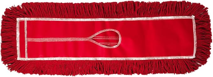 Commercial Dust Mop Replacement Head - 24 x 5 in. Cotton Nylon Reusable Mop Head- Industrial Dust Mop Refill for Floor Cleaning & Janitorial Supplies, Red