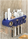 Toothbrush Rack Toothbrush Rack Rack Cup Tooth Cup Brushing Rack Free Punch Wash Table Wall Hanging Family Mouthwash Cup Toothpaste Bathroom Toothbrush Holder(B)