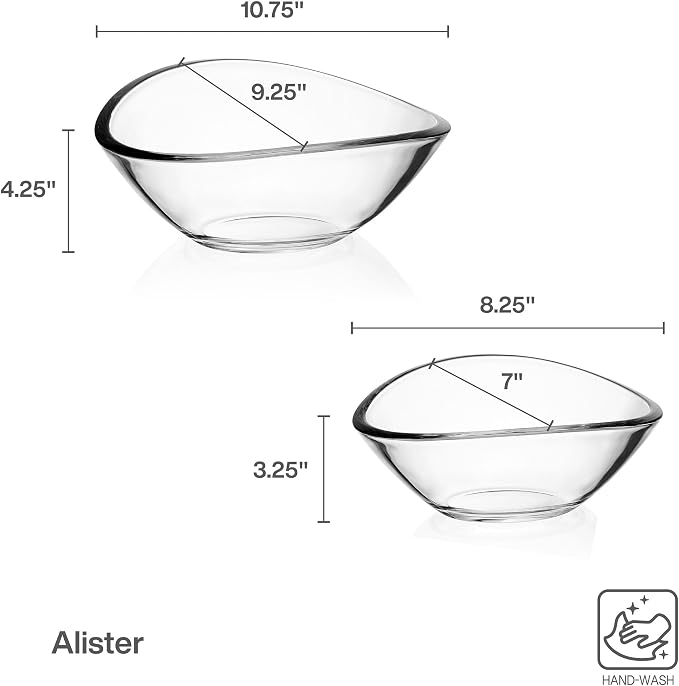 Mikasa Alister Lead Free Crystal Decorative Set of 2 Bowls, 10.75 inch, 8.25 inch