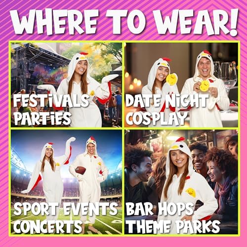 Funziez! Slim Fit Adult Onesie - Animal Costume - Plush Unisex Halloween One Piece Cosplay Suit for Women and Men