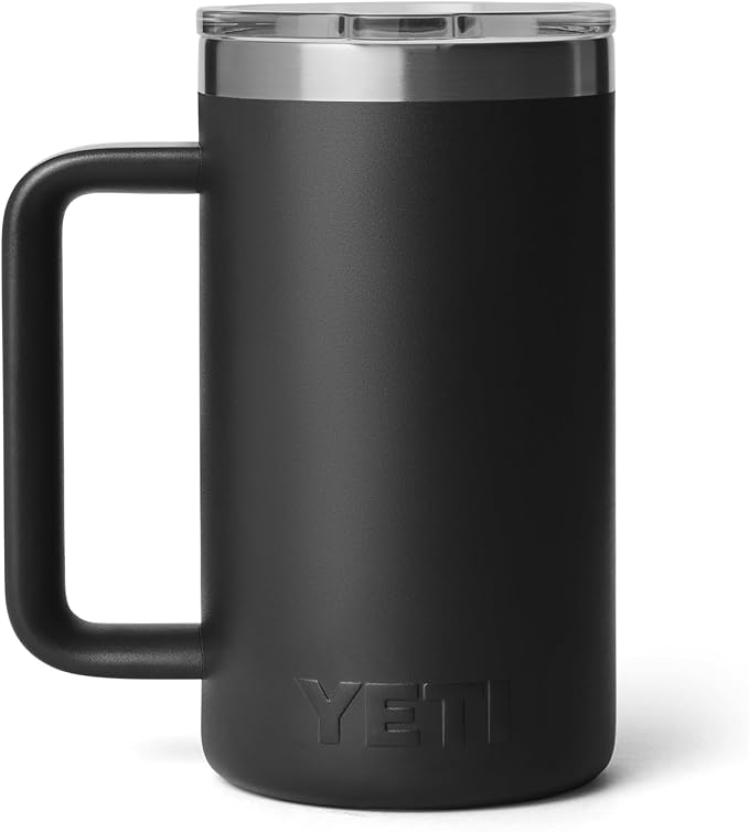 YETI Rambler 24 oz Ceramic Lined Stackable Mug 2.0, Vacuum Insulated, Stainless Steel with MagSlider Lid, Black